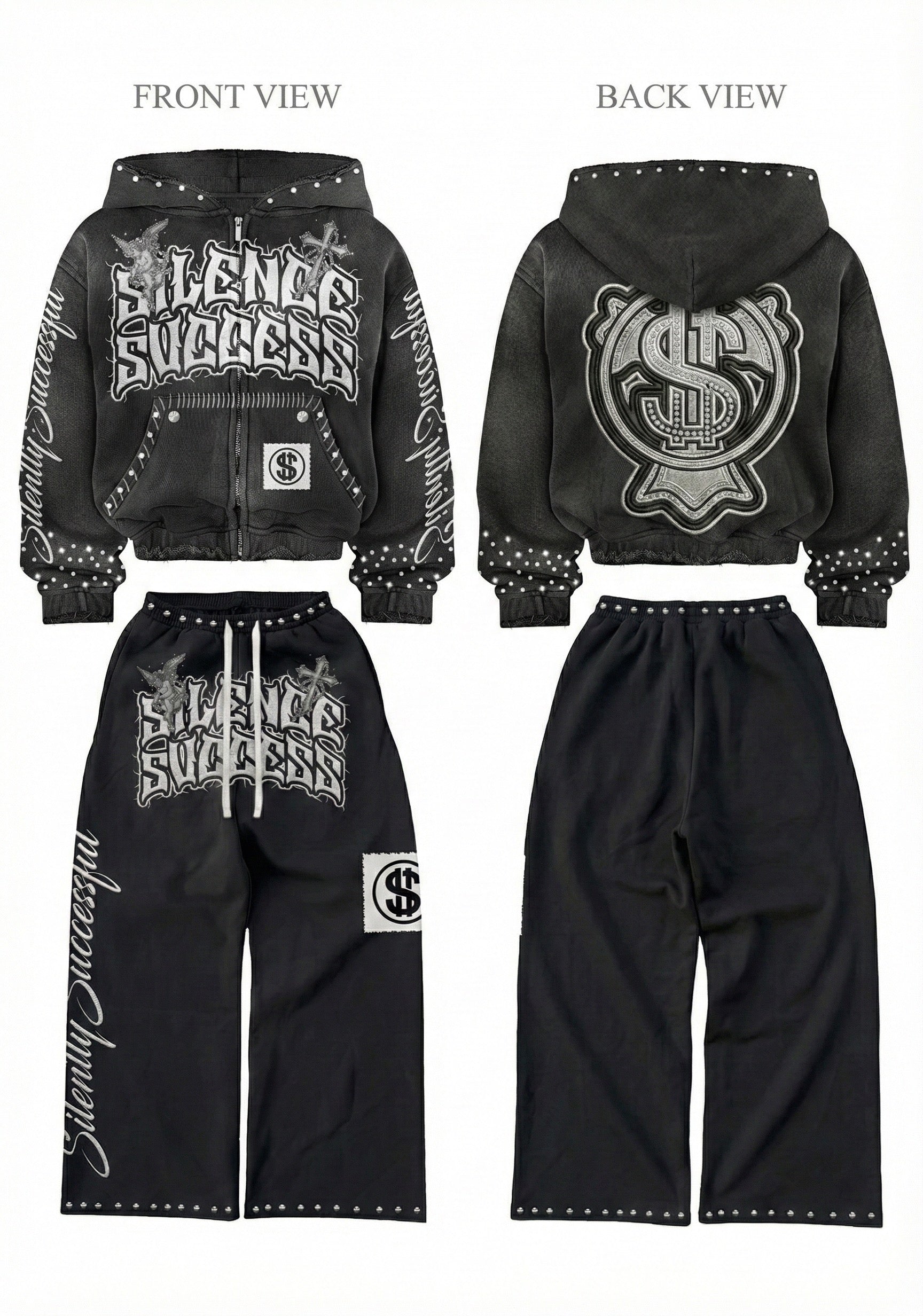 Silently Successful™ "Signature" Studded Sweatsuit (Pre-order)
